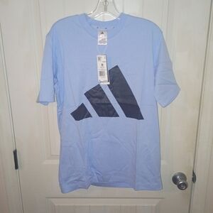 Adidas Men's Light Blue Tee with Black Logo